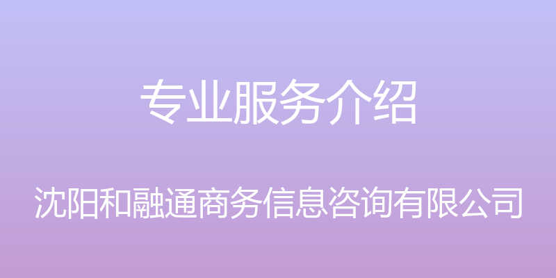 专业服务介绍 - 沈阳和融通商务信息咨询有限公司