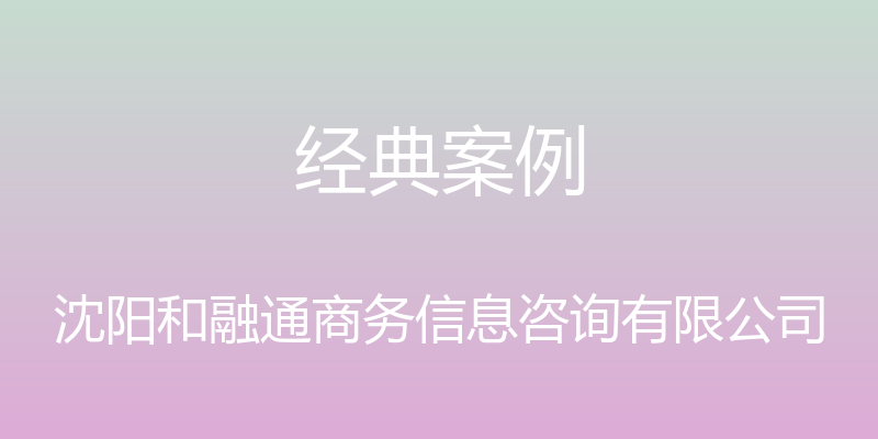 经典案例 - 沈阳和融通商务信息咨询有限公司