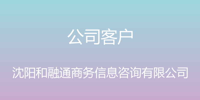 公司客户 - 沈阳和融通商务信息咨询有限公司