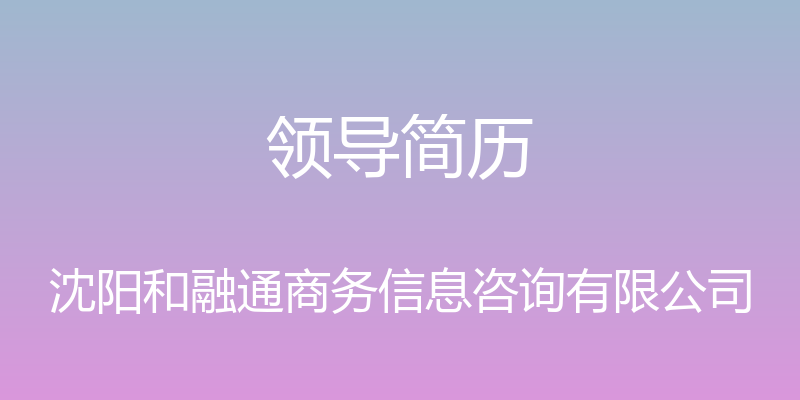 领导简历 - 沈阳和融通商务信息咨询有限公司