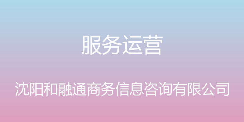 服务运营 - 沈阳和融通商务信息咨询有限公司